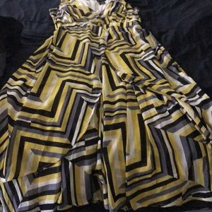 Multi color spring summer dress, flares at bottom